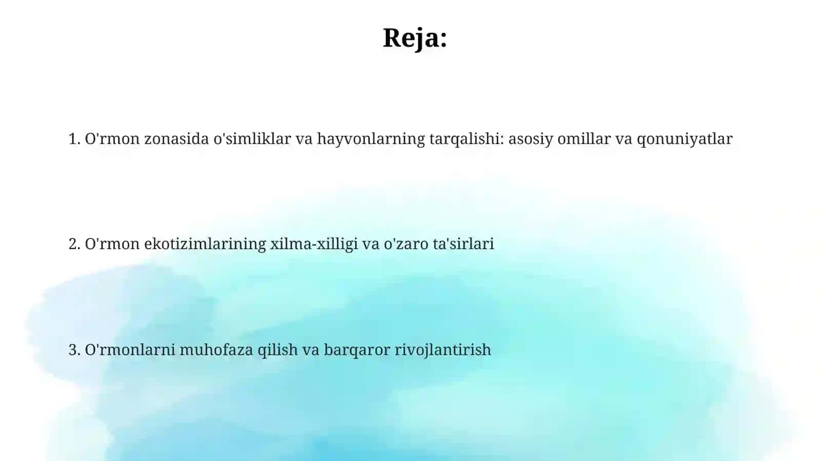 Oʻrmon zonasida o'simliklar va hayvonlarning tarqalishi 2