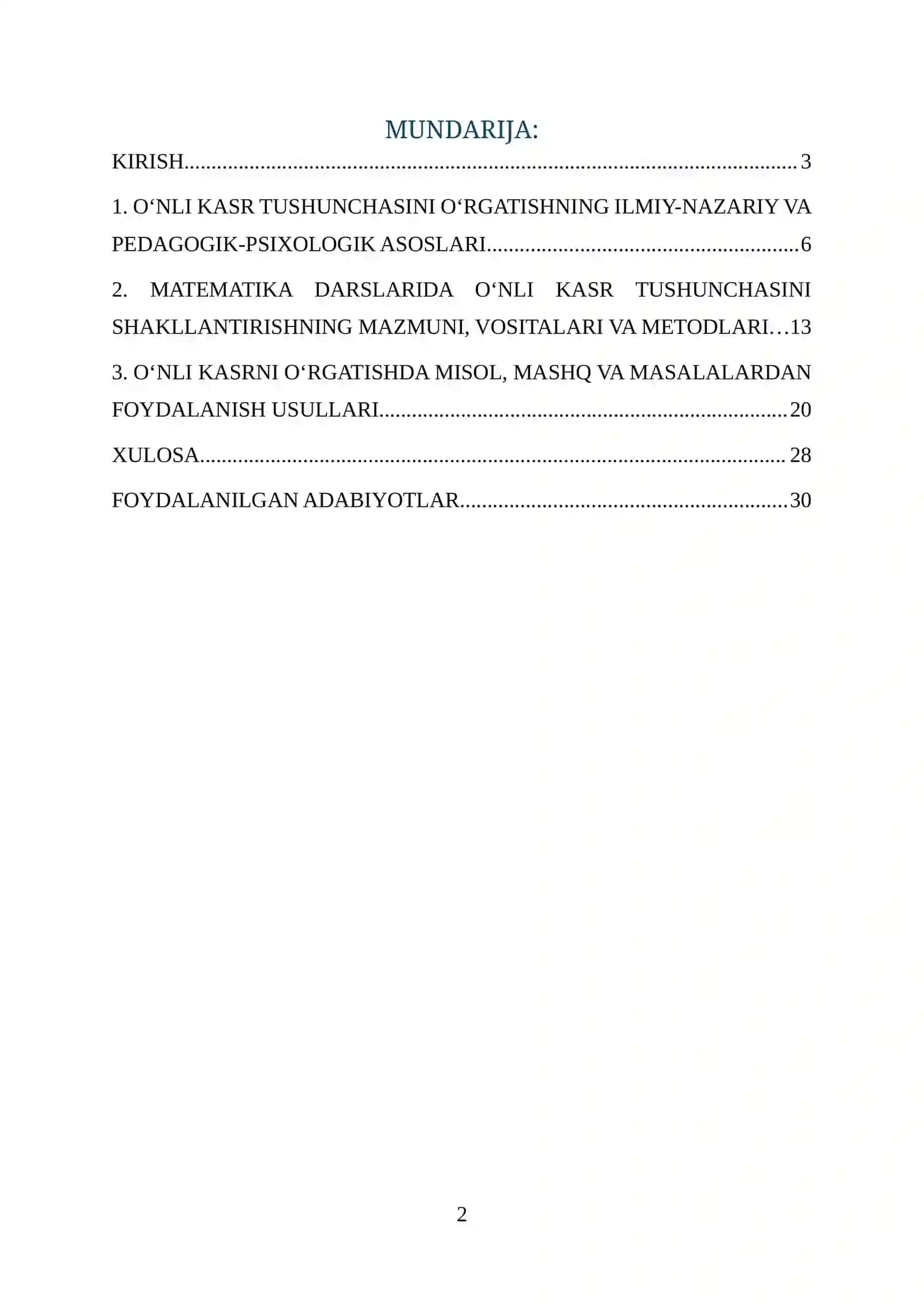 O‘NLI KASR TUSHUNCHASINI O‘RGATISH METODIKASI 2