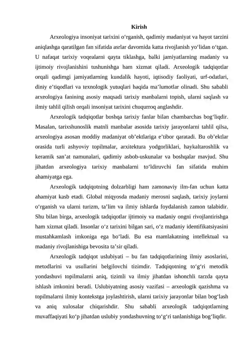 Arxeologik tadqiqot uslubiyati 2
