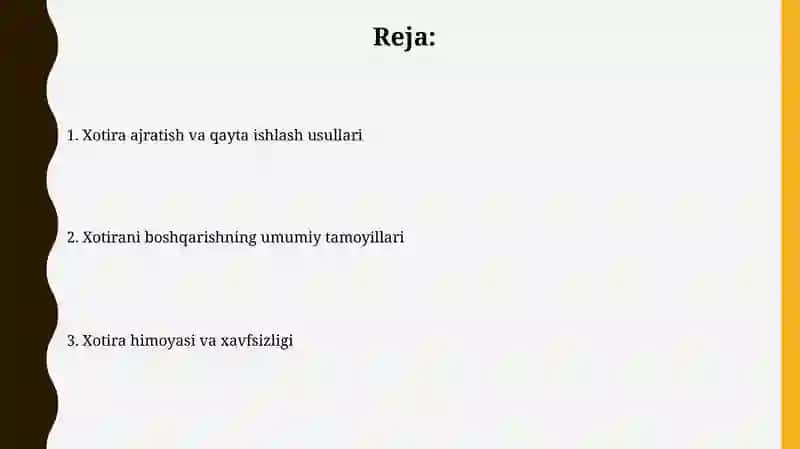 Bir dasturli operatsion tizmlarda xotiraning boshqarishning umumiy tamoyillari 2