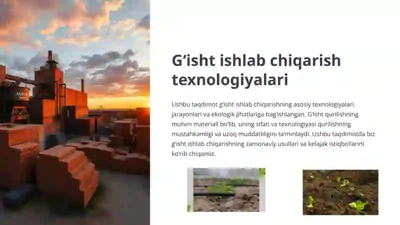 Gʻisht ishlab chiqarish texnologiyalari 2