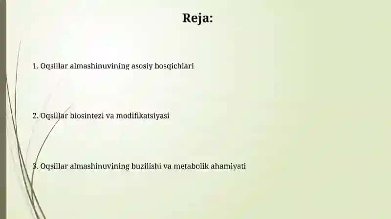 Odam organizmida oqsinlarning biokimyoviy oʻzgarishi 2