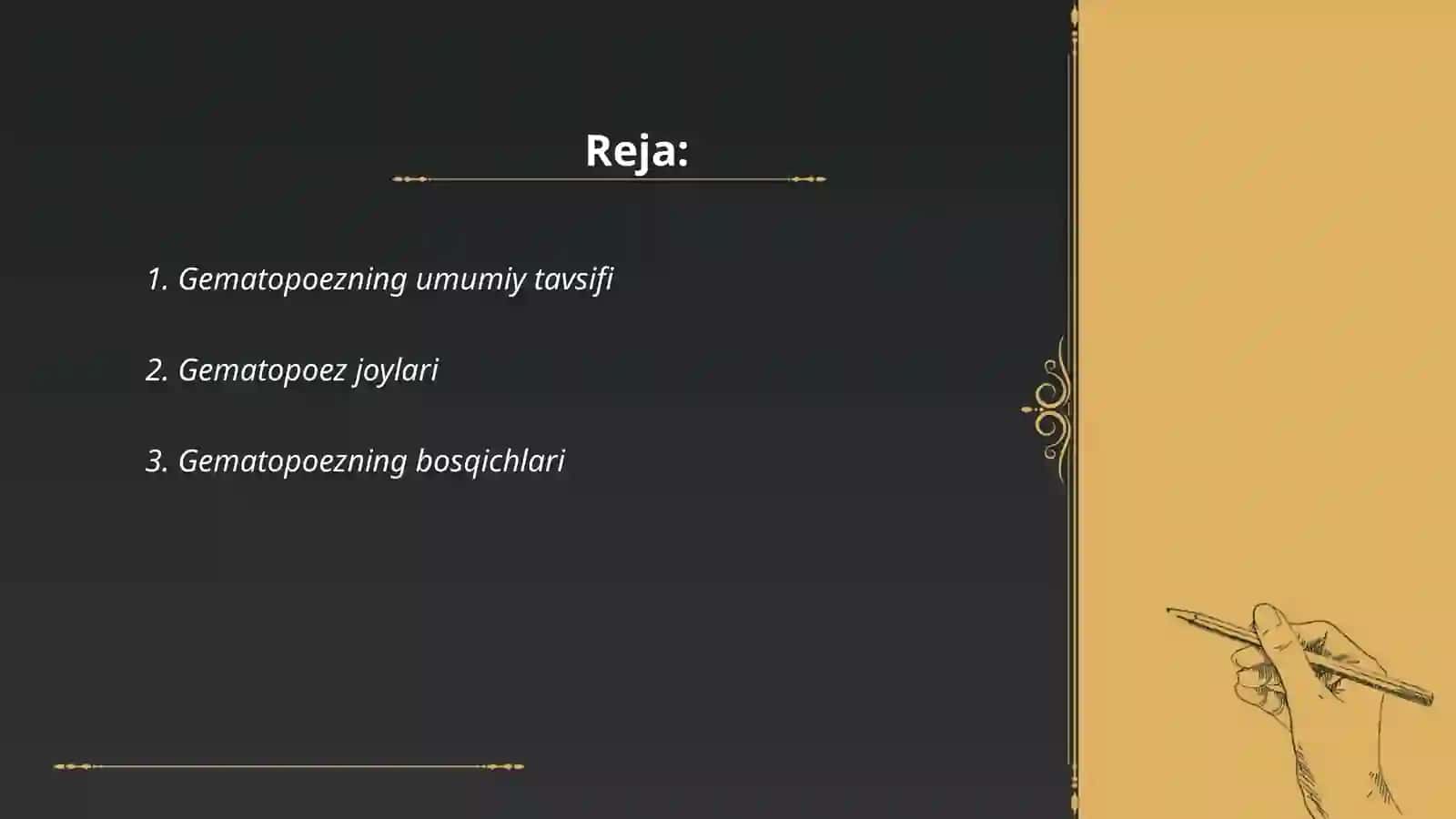 Xomilada gematopoezning xususiyatlari: joylari, bosqichlari, gematopoez turlari, kritik davrlar özgarishi 2