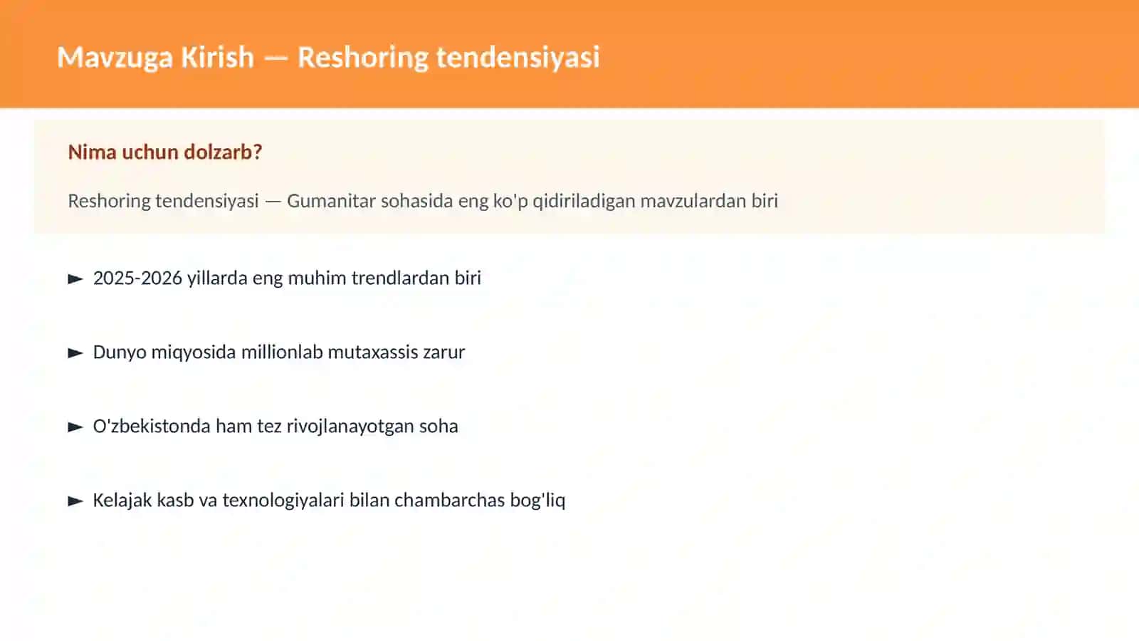 Reshoring tendensiyasi 2