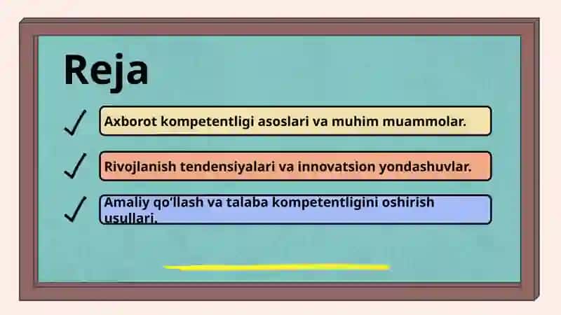 Oliy ta’limda axborot kompetentligi fanining muhim muammolari va rivojlanish tendensiyalari. 2