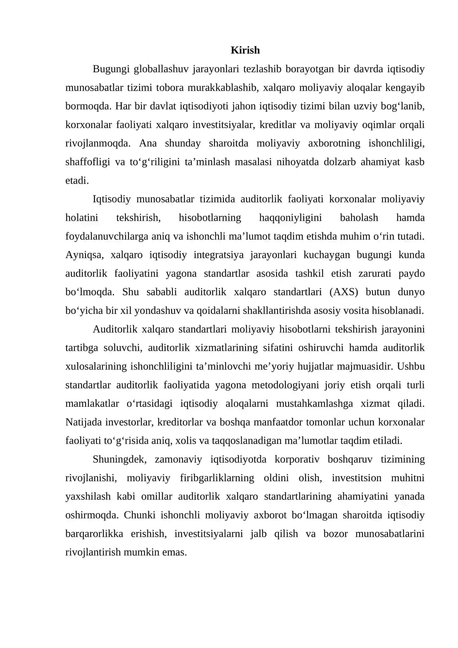 IQTISODIY MUNOSABATLAR TIZIMIDA AUDITNING XALQARO STANDARTLARI O'RNI VA AHAMIYATI 2