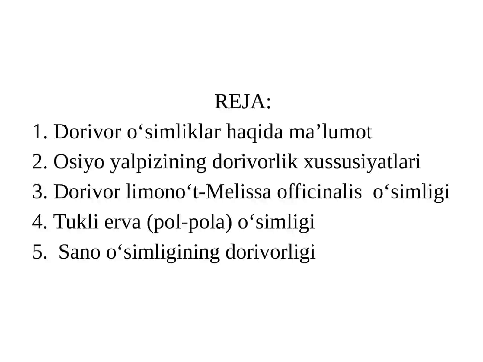 Dorivor oʻsimliklar 2