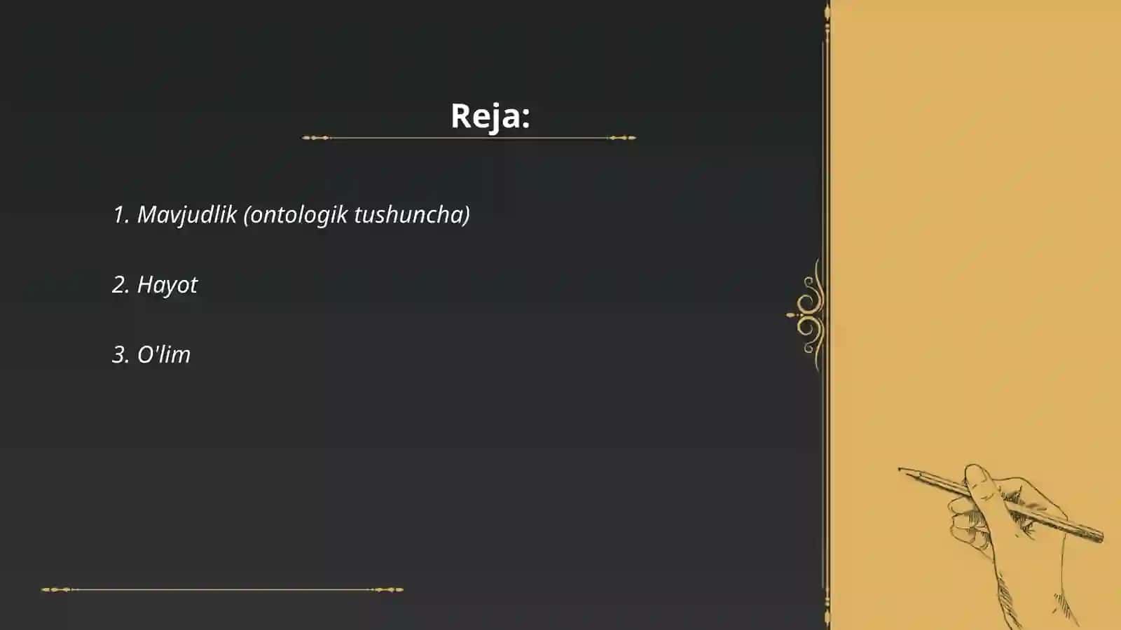 Inson borligiga oid kategoriyalar (tushunchalar) jadvali 2