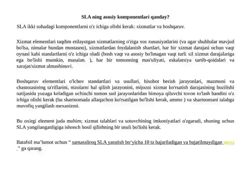 SLA (Service Level Agreement) 2