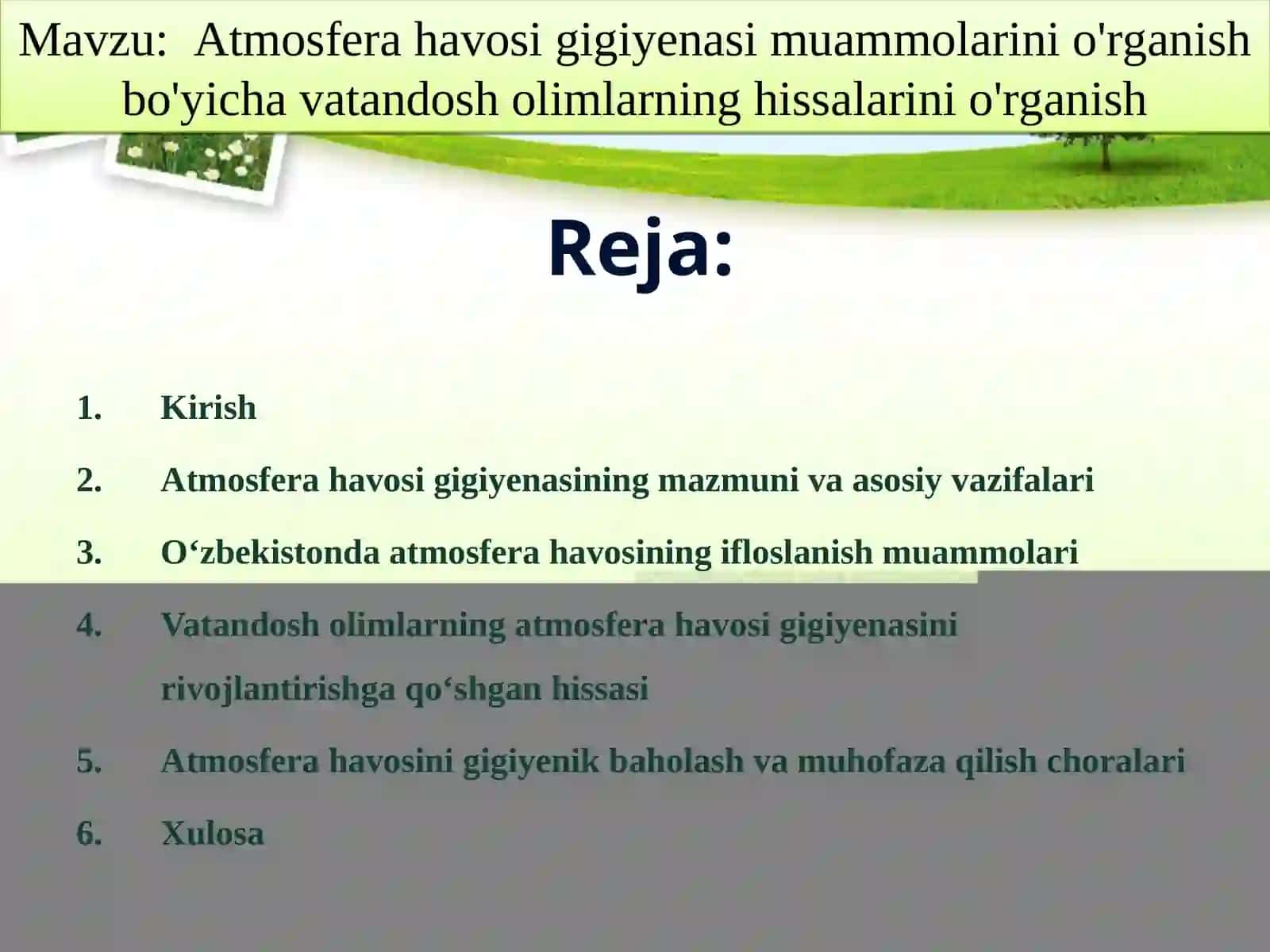 Atmosfera havosi gigiyenasining mazmuni va asosiy vazifalari 2