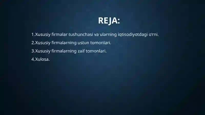 Xususiyfirmalar ustun tomonlari 2