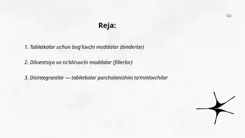 Tayyor dori vositalarini ishlab chiqarishda ishlatiladigan yordamchi moddalar 2