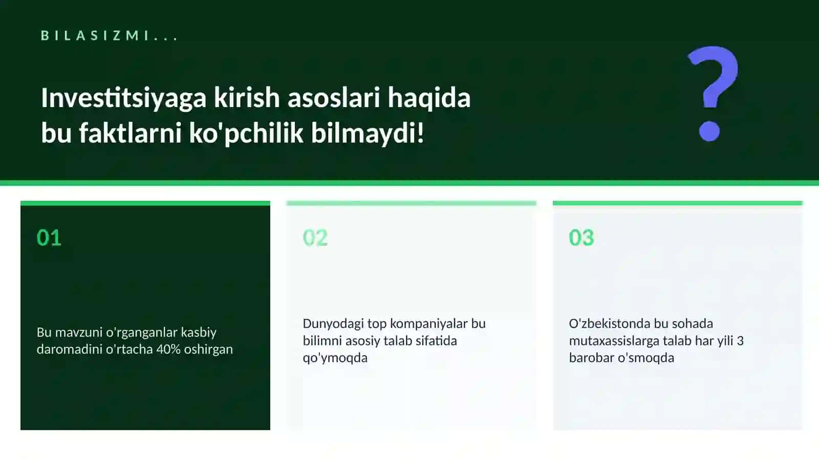 Investitsiyaga kirish asoslari 2