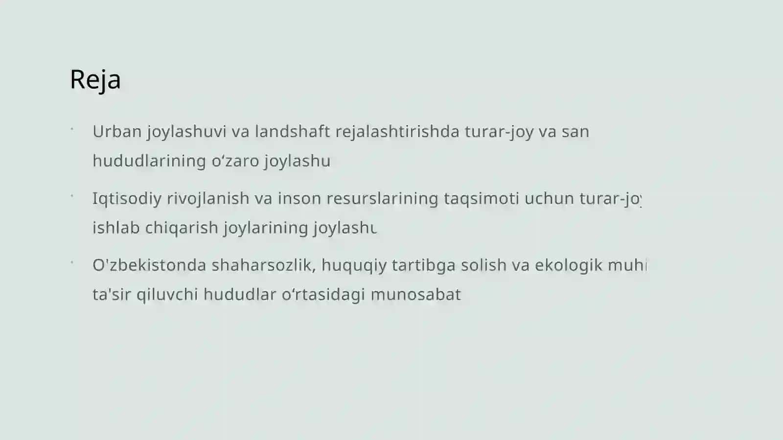 Turar-joy va ishlab chiqarish hududlarining o' zaro joylashuvi 2
