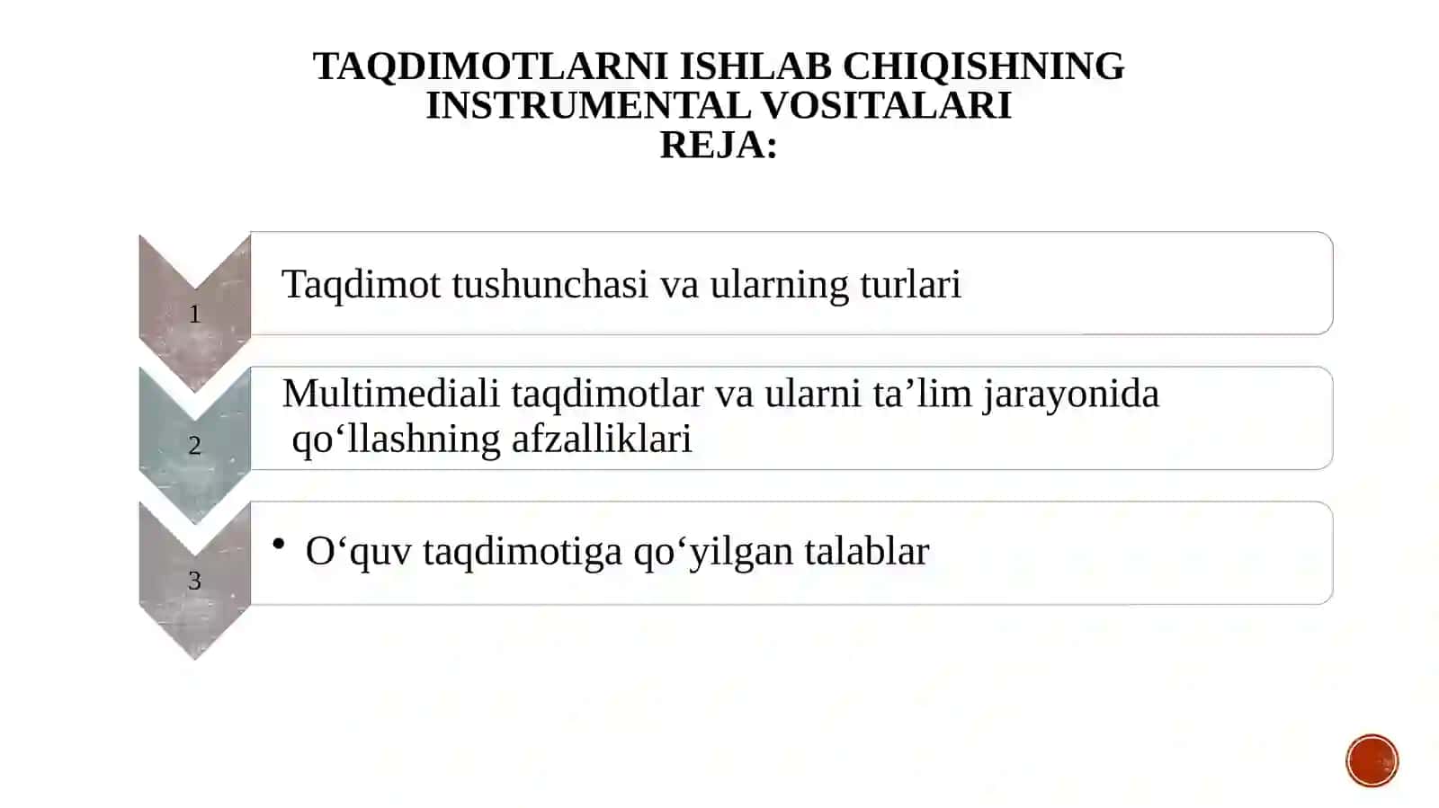 Taqdimotlarni ishlab chiqishning instrumental vositalari 2