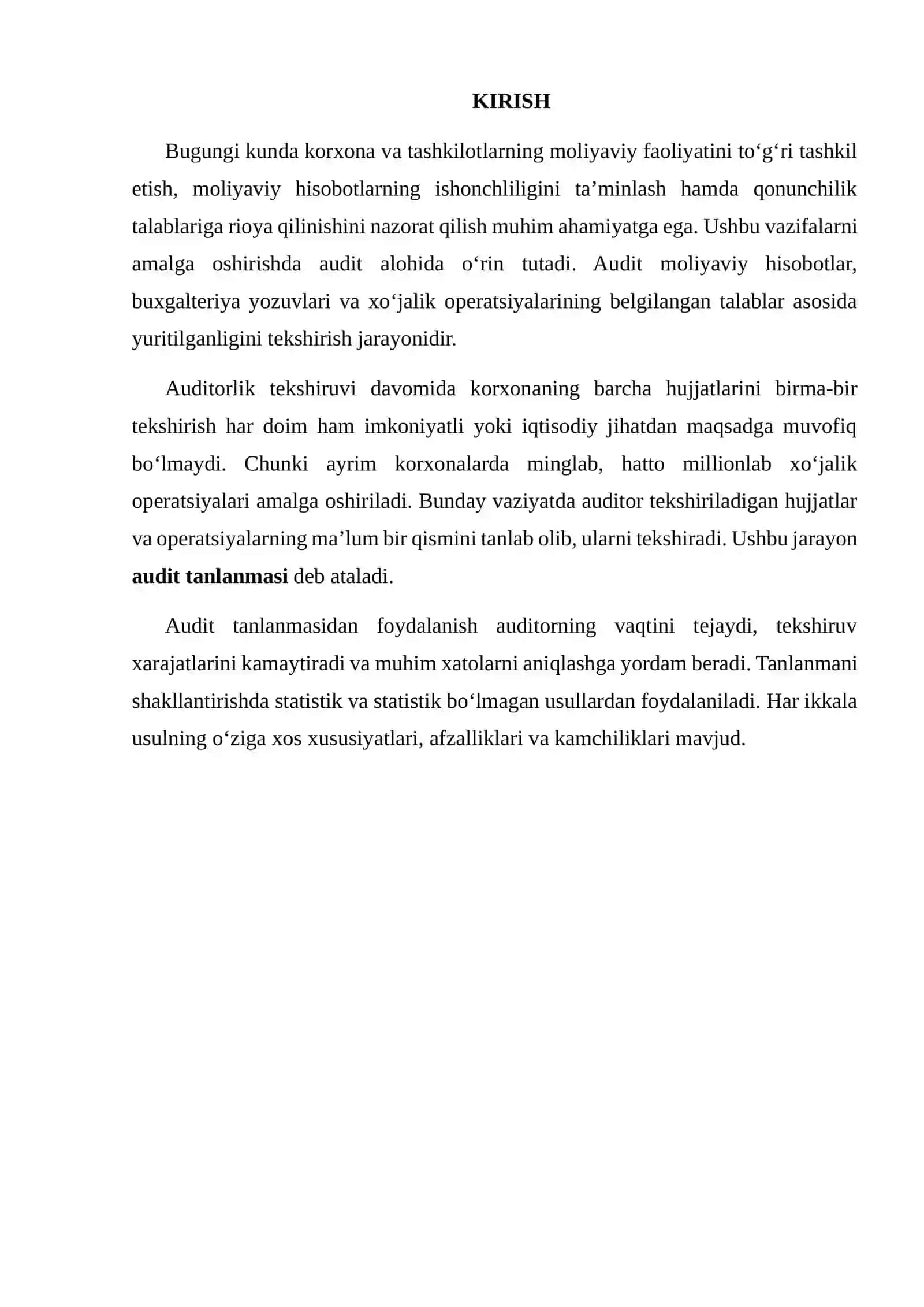 AUDIT TANLANMASI STATISTIK VA STATISTIK BO‘LMAGAN USULLAR 2