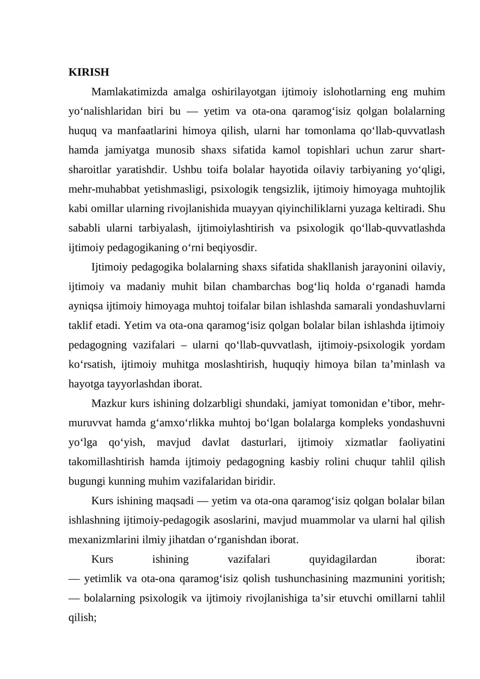 Yetim va ota ona qaramogʻisiz qolgan bolalar bilan ishlashning ijtimoiy pedagogik asoslari 2
