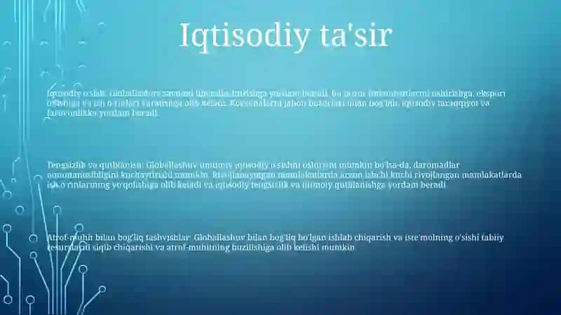 Barqaror Taraqqiyotni Ta’Minlashda Globallashuvning Ijobiy Va Salbiy Yo‘Nalishlari 2