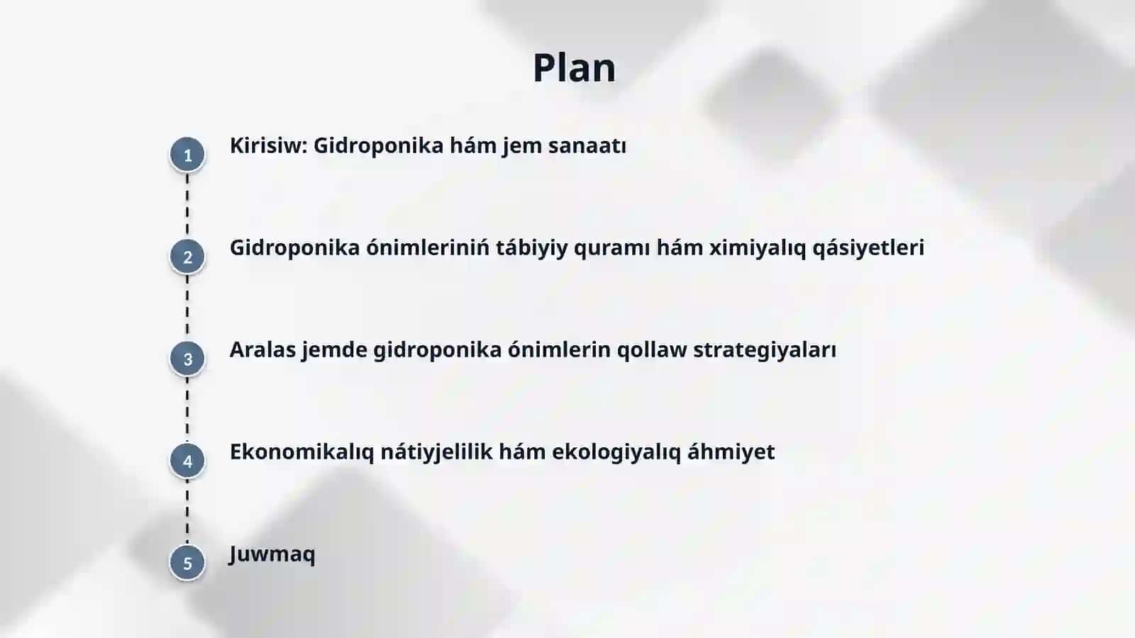 Gidroponika ónimlerin aralas jem komponentleri sipatinda qollaw ha'm orin almastiriw imkaniyatlari 2