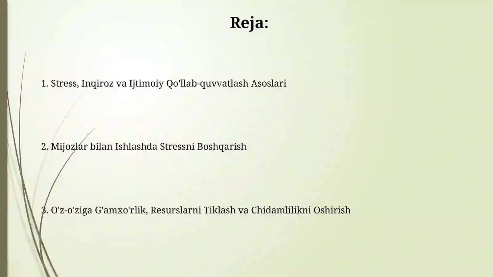Stress, Inqiroz va Ijtimoiy Qo'llab-quvvatlash Asoslari 2