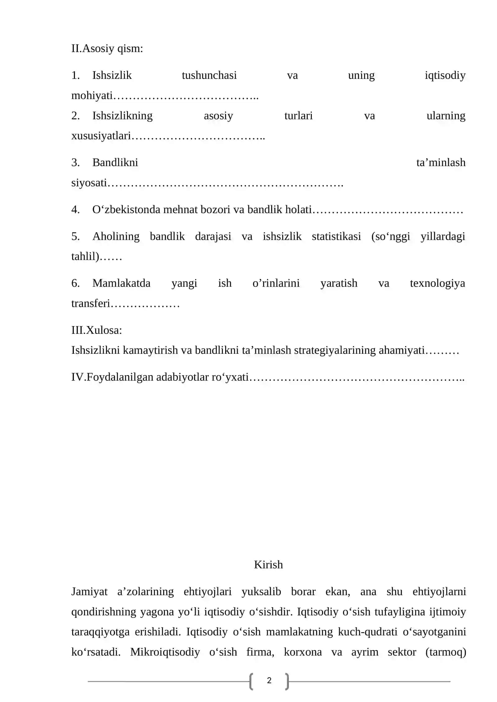 IQTISODIYOT NAZARIYASI KURS ISHI 2