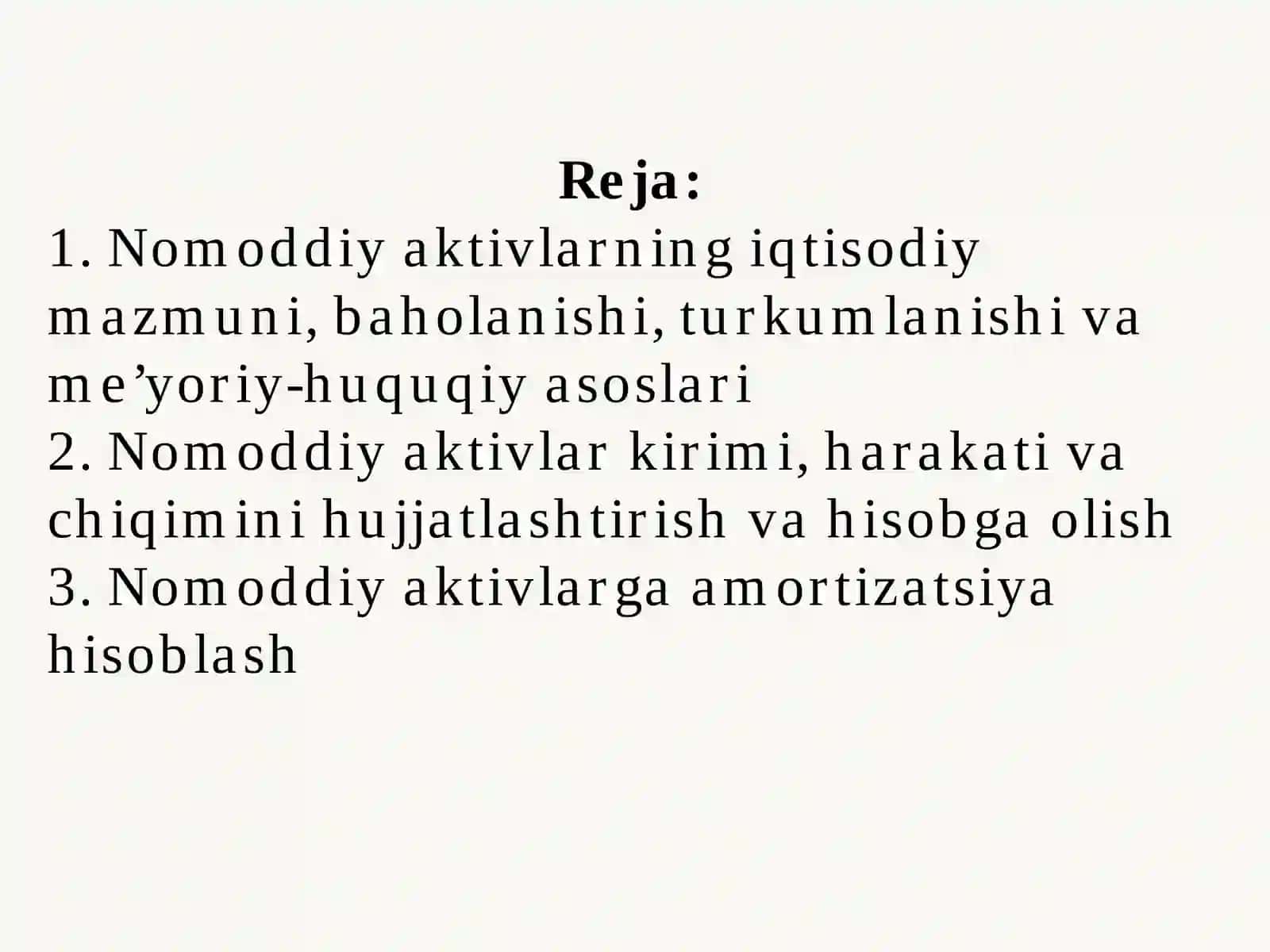 Nomoddiy aktivlar hisobi 2