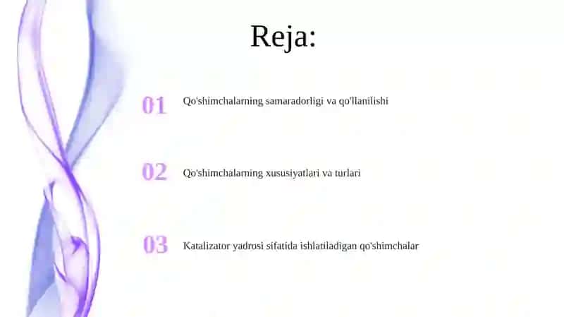 Katalizator o‘zagi sifatida qo‘llaniladigan qo‘shimchalar 2