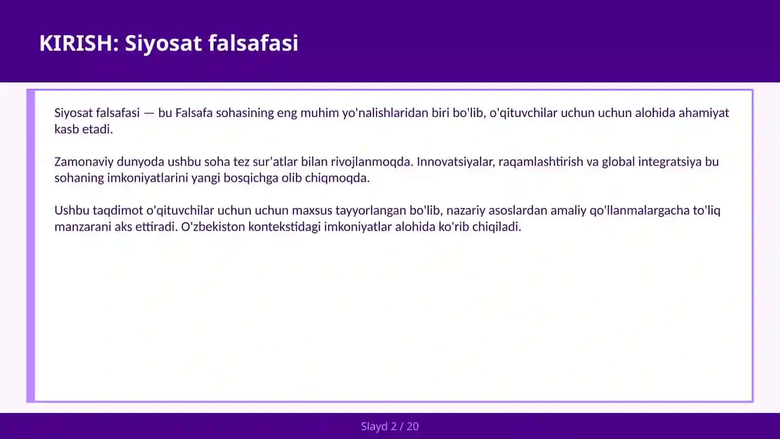 Siyosat Falsafasi 2