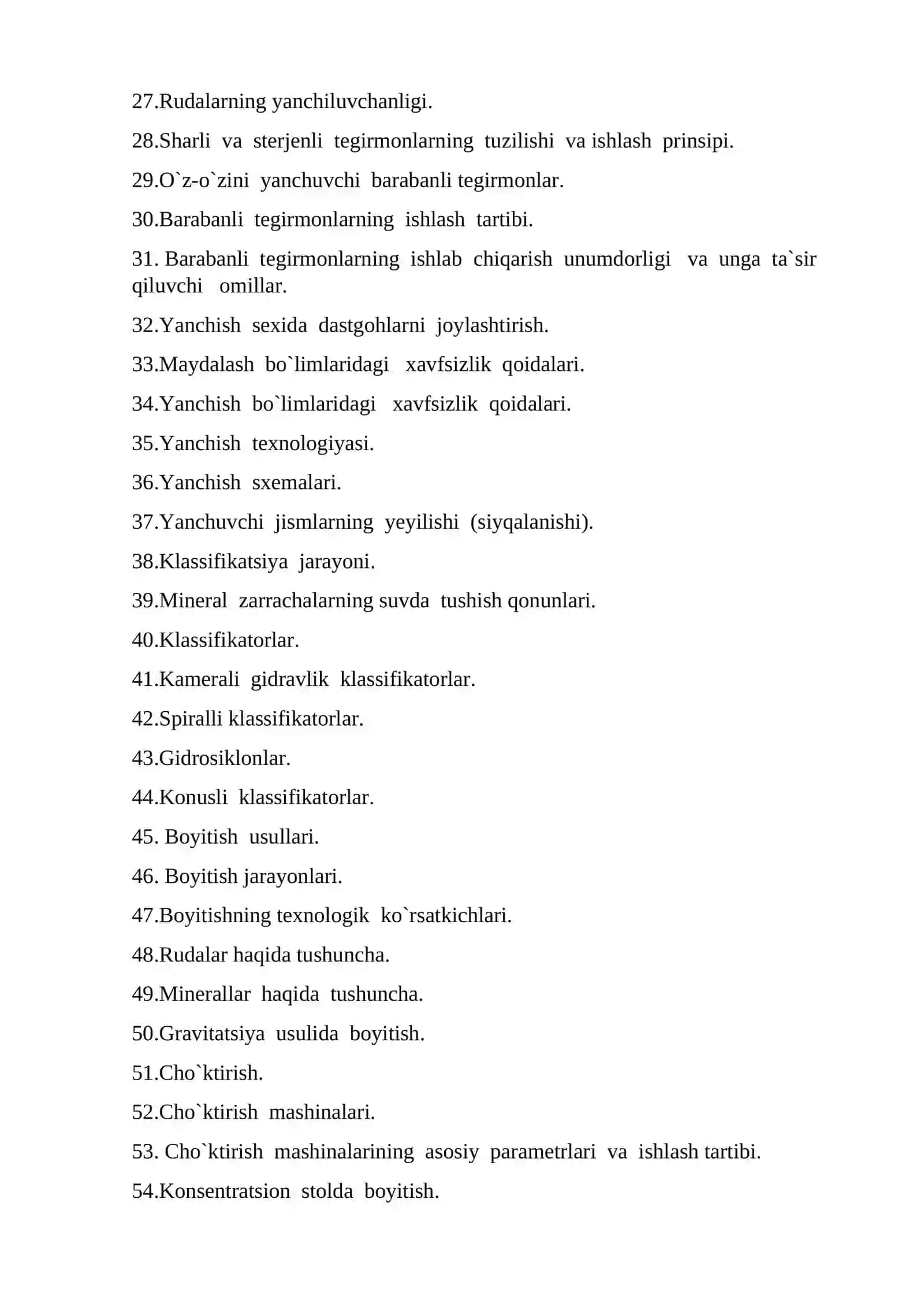 Foydali qazilmalarning granulometrik tarkibi va maydalashi 2