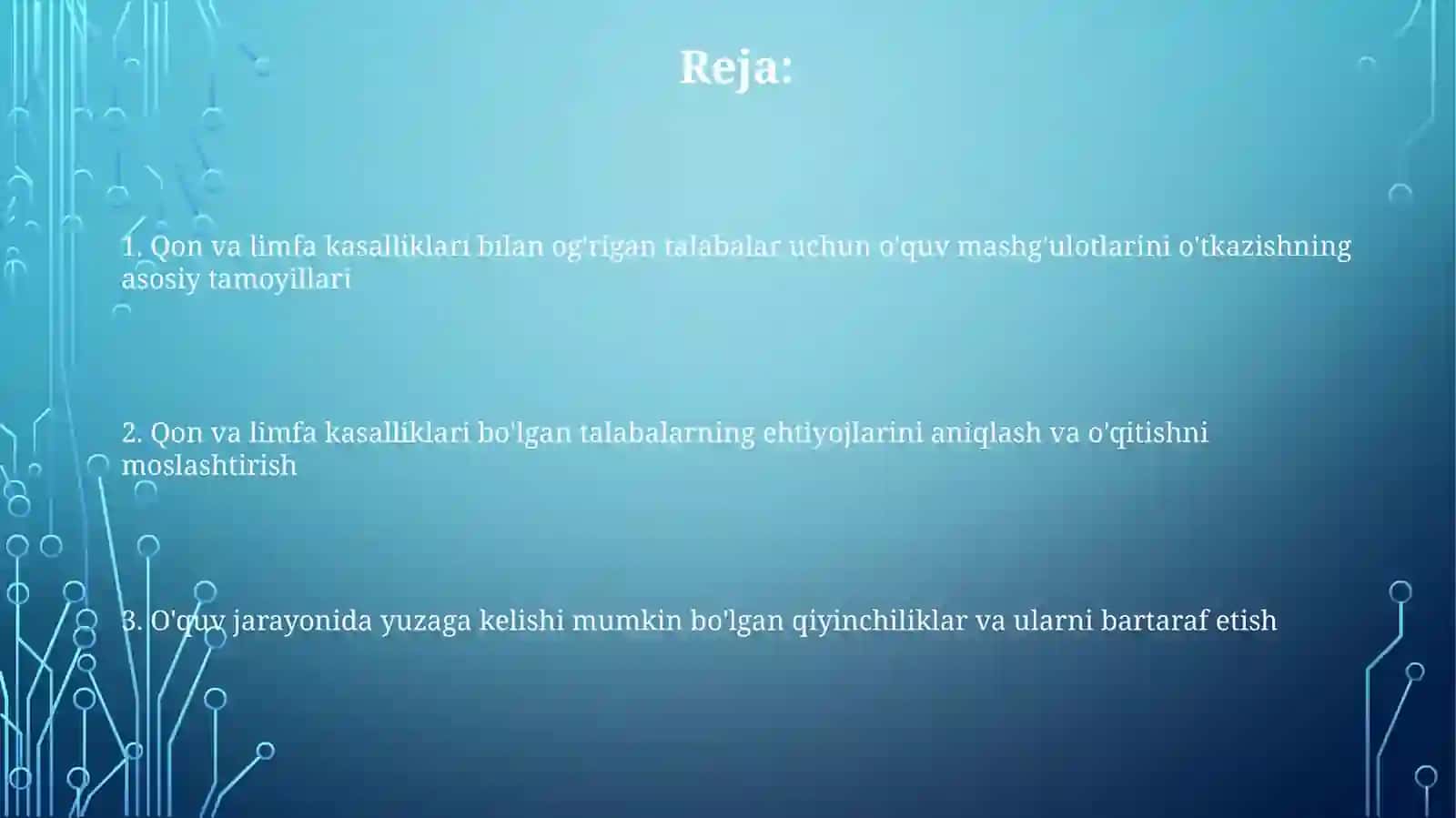 Qon va limfa bilan ogʻrigan oʻquvchilar bilan mashgʻulot oʻtkazish 2