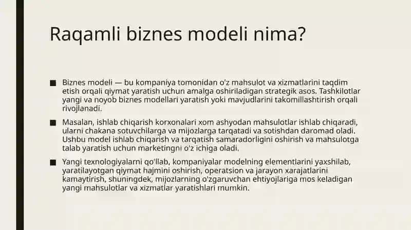 Raqamli transformatsiyaning biznes modeliga ta’siri :  imkoniyatlar va to’siqlar 2