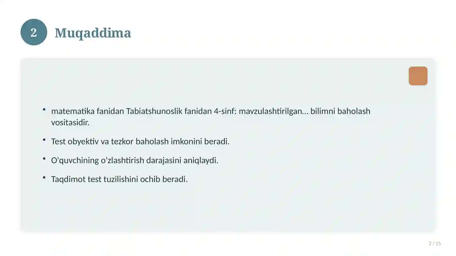 Tabiatshunoslik fanidan 4-sinf: mavzulashtirilgan nazorat ishi va tahlil 2