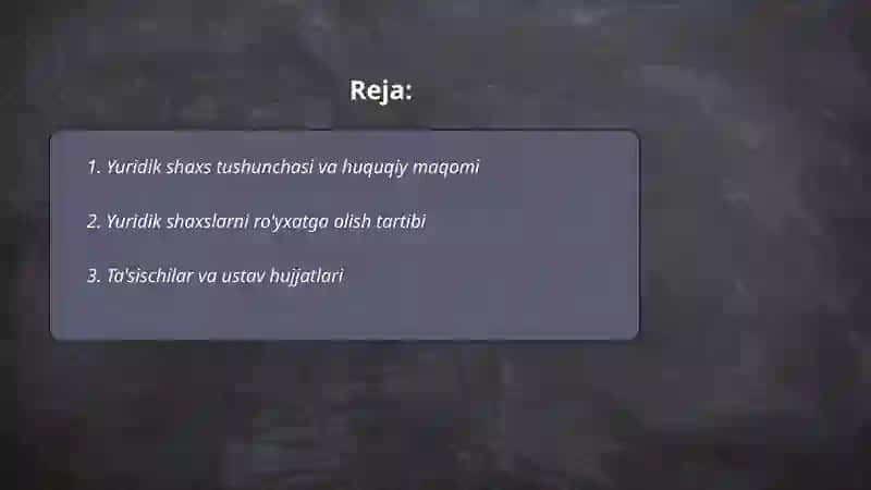 Yuridik shaxs tushunchasi va huquqiy maqomi 2