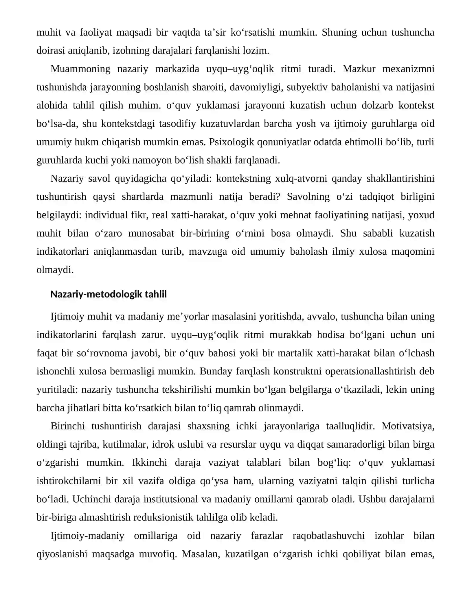 UYQU VA DIQQAT SAMARADORLIGI — IJTIMOIY-MADANIY OMILLARI 2