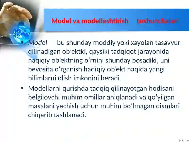 Model turlari va parametrlarini aniqlash 2