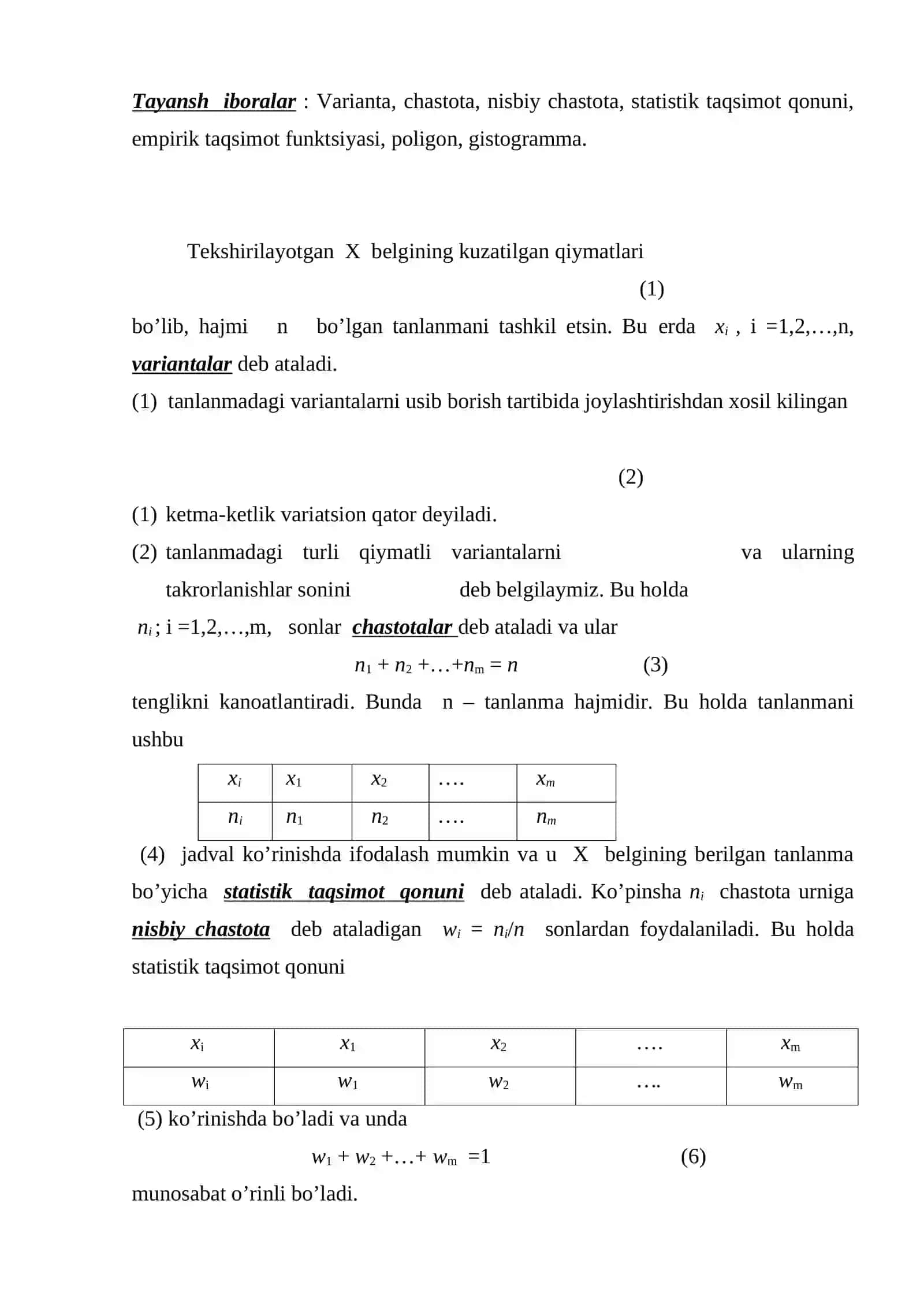 Statistik taqsimotlar 2