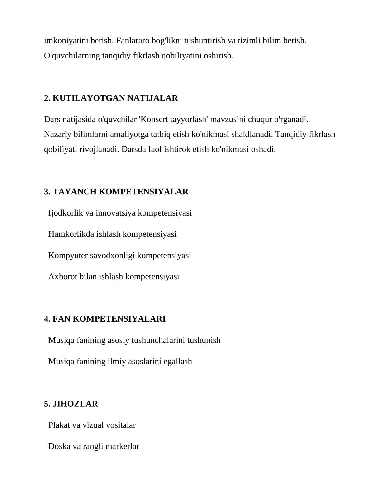 Konsert tayyorlash 2