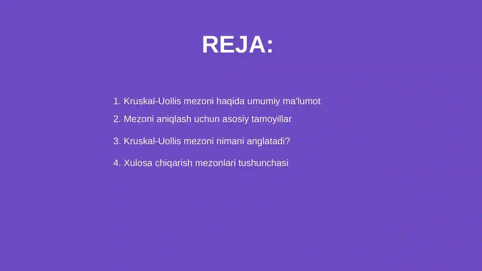 Kruskal-Uollis mezoni boyicha xulosa chiqarish mezonlari 2