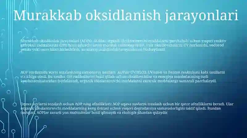Oqava Suvlarini Tozalashning Zamonaviy Usullari Va Aparatlari 2