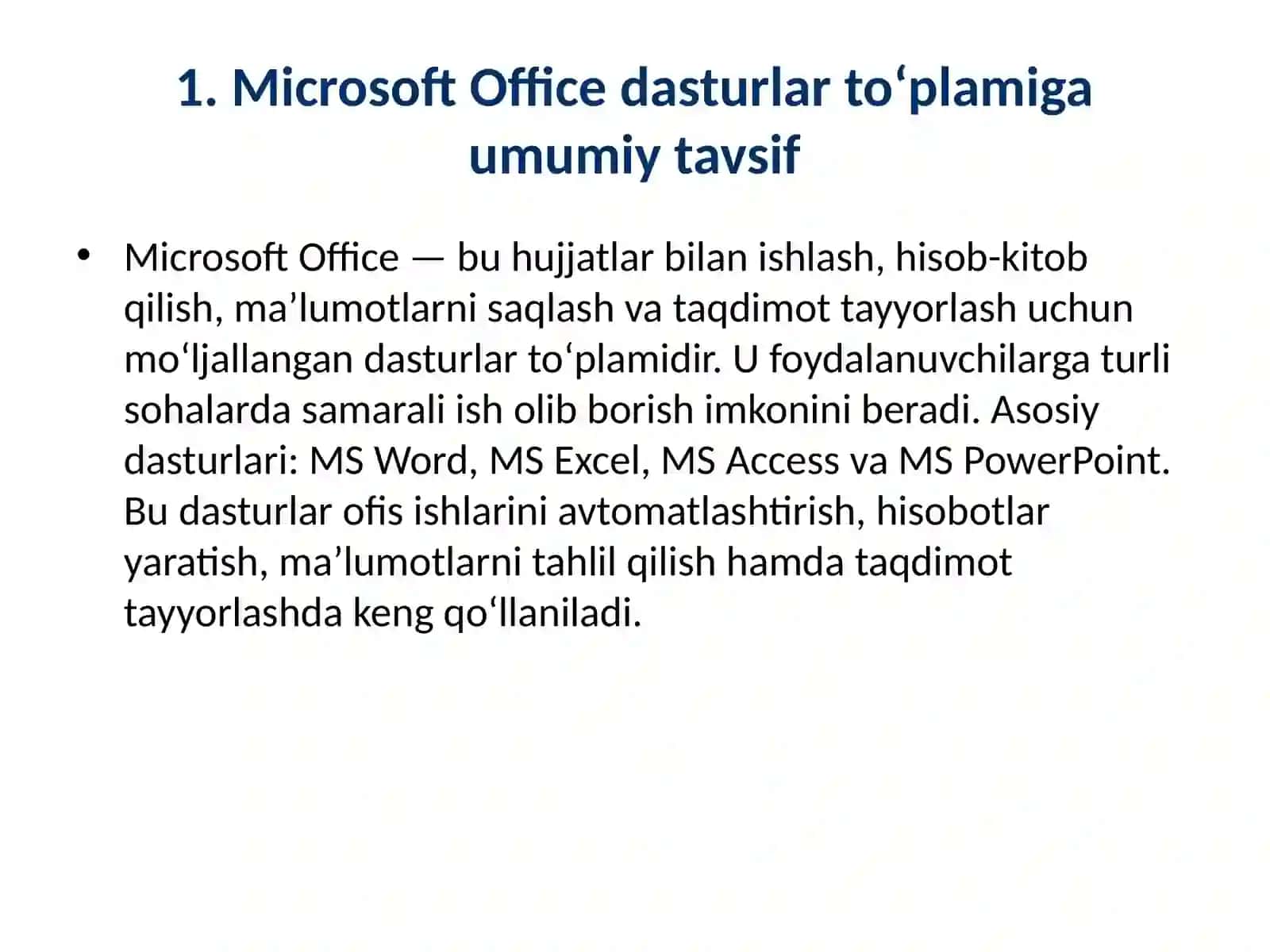 Word_Excel dasturlarida ishlash 2