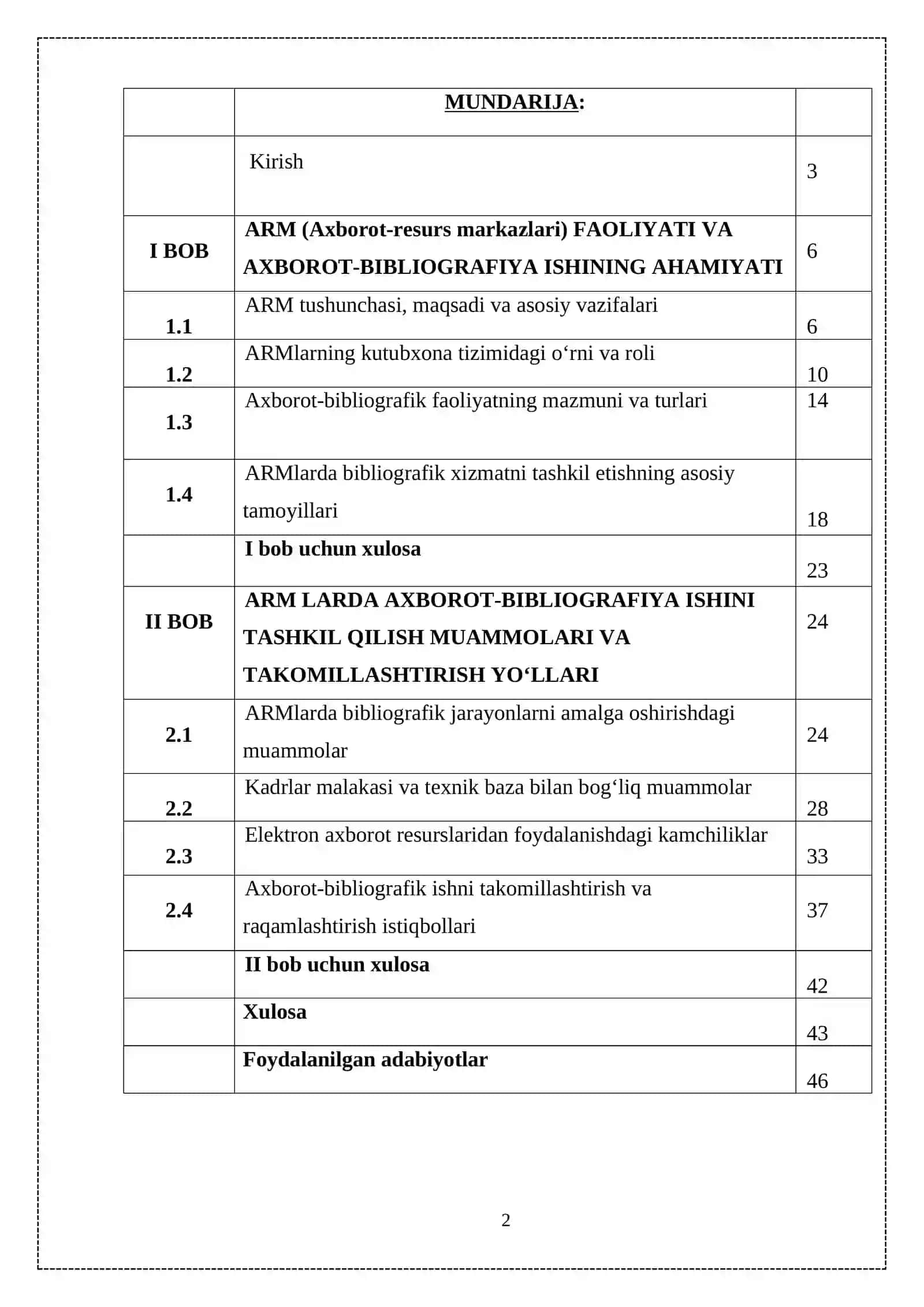 ARM larda axborot bibliografiya ishini tashkil qilish muammolari 2