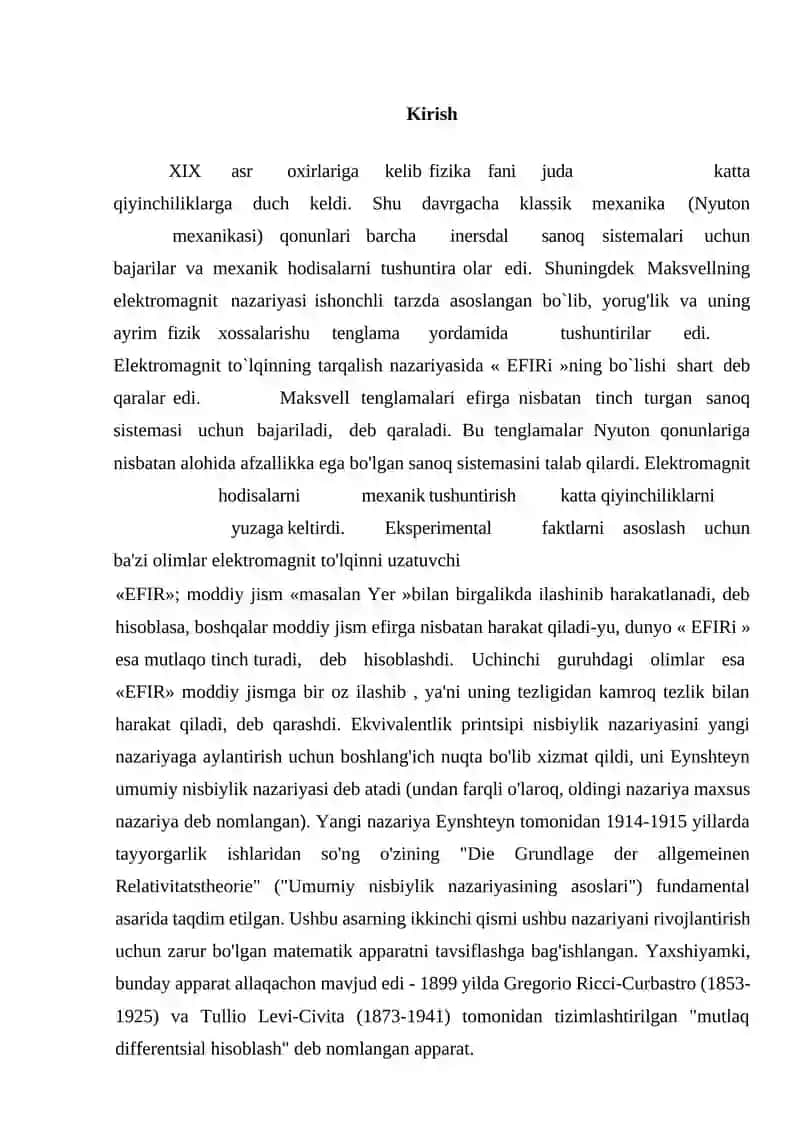 NISBIYLIK NAZARIYASI ELEMENТLARI 2