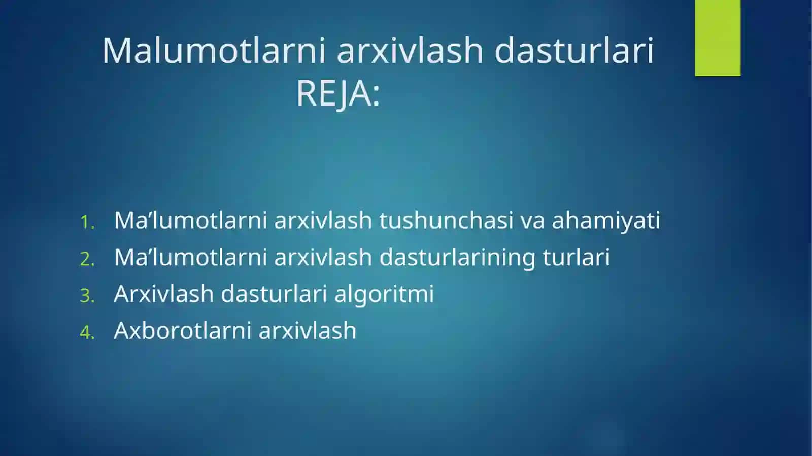 Malumotlarni arxivlash dasturlari 2