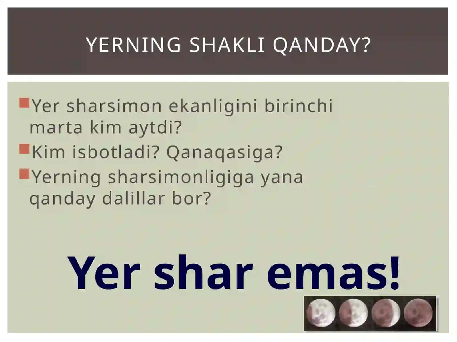 Yerning shakli va o'lchamlari 2
