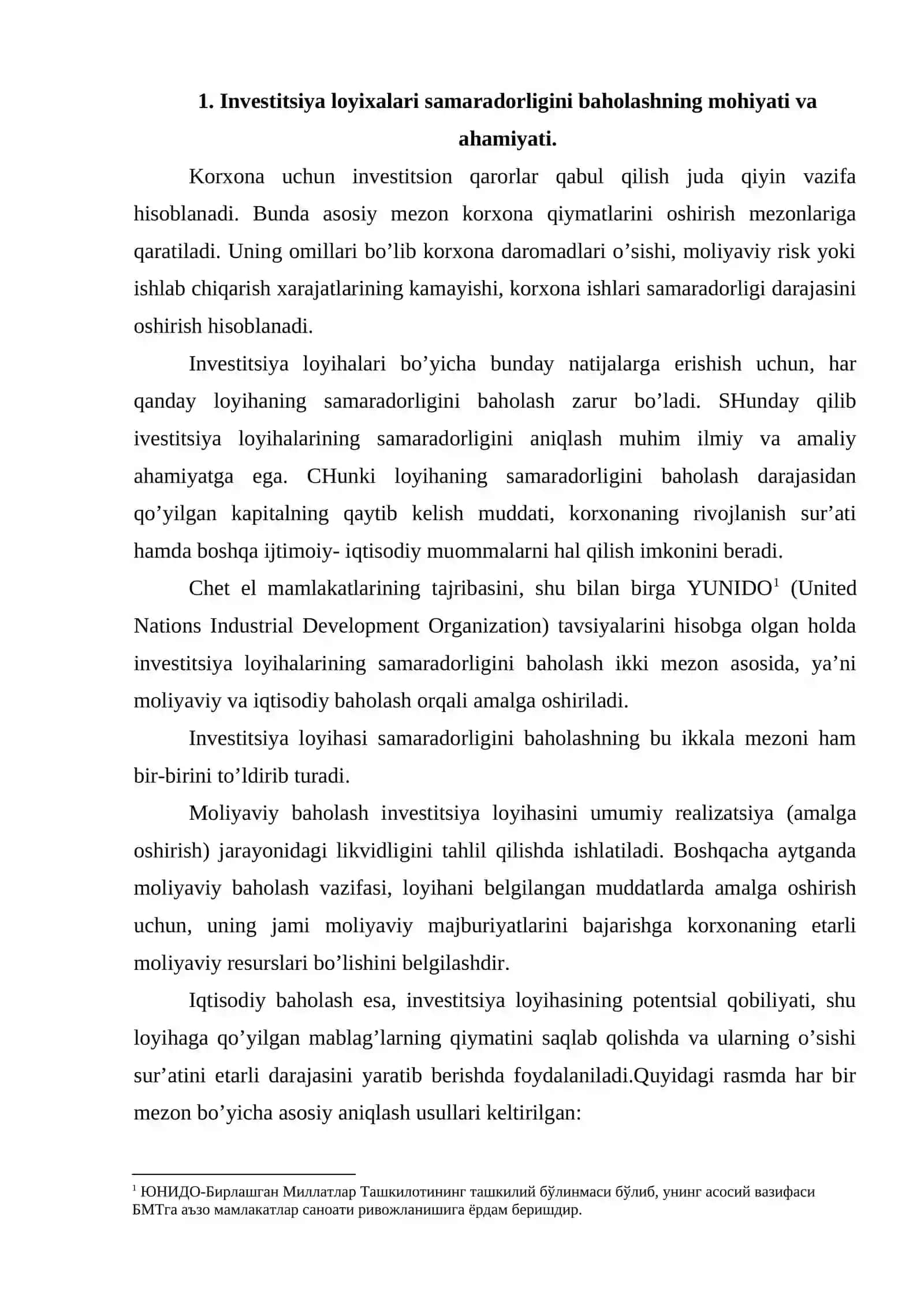 Invеstitsiya lоyixalarining mоliyaviy va iqtisоdiy samaradоrligini bahоlash 2