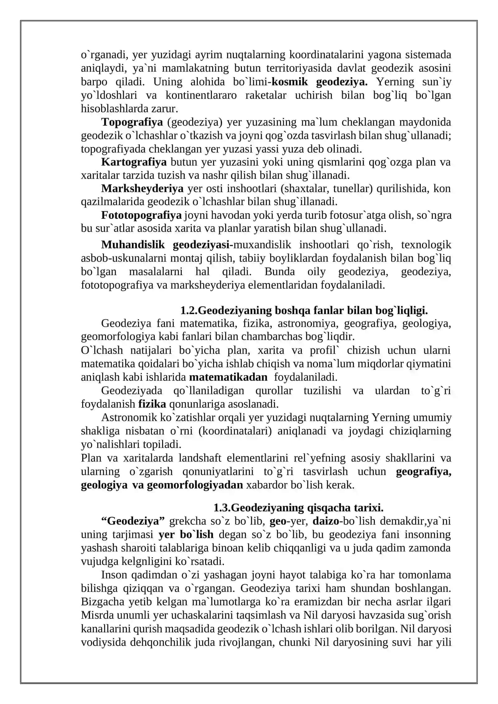 Geodeziya fanining vazifalari 2
