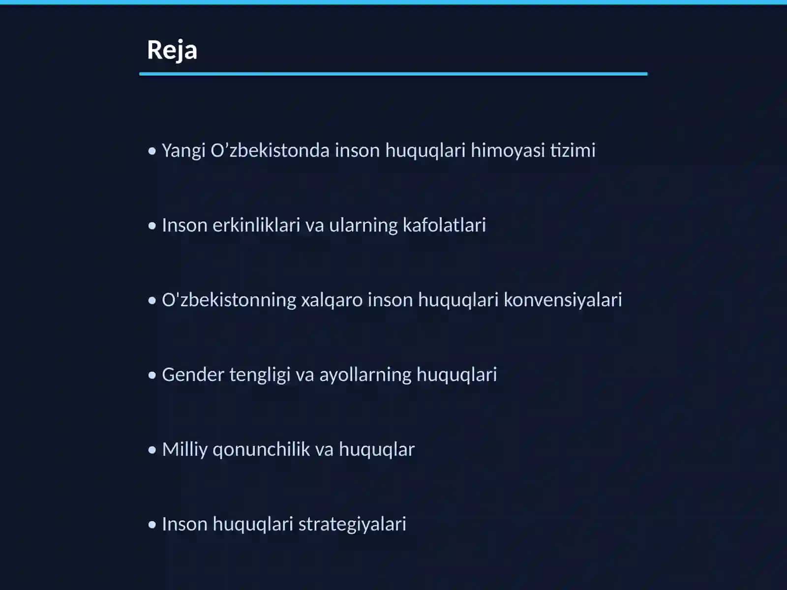 Yangi O’zbekistonda inson haq-huquqlari va erkinliklari kafolatining yaratilishi 2
