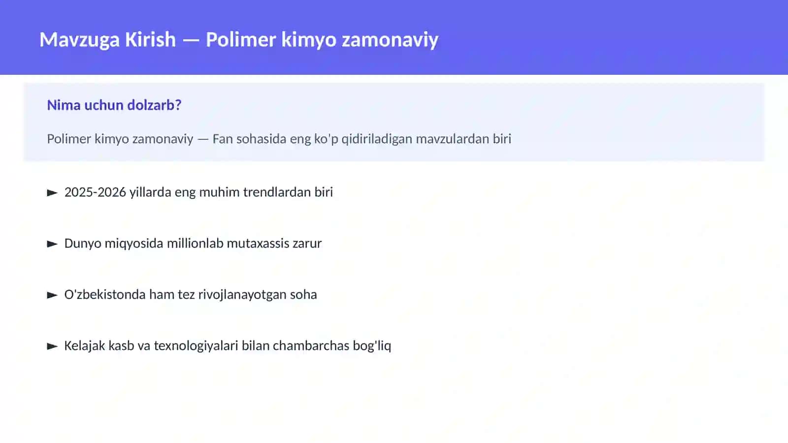 Polimеr kimyo zamonaviy 2
