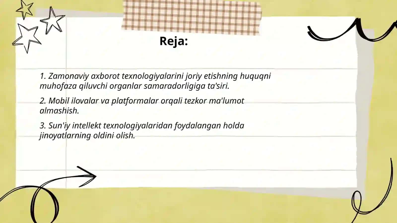 Reja: Zamonaviy axborot texnologiyalaridan foydalanishning huquqni muhofaza qilish organlariga ta'siri 2