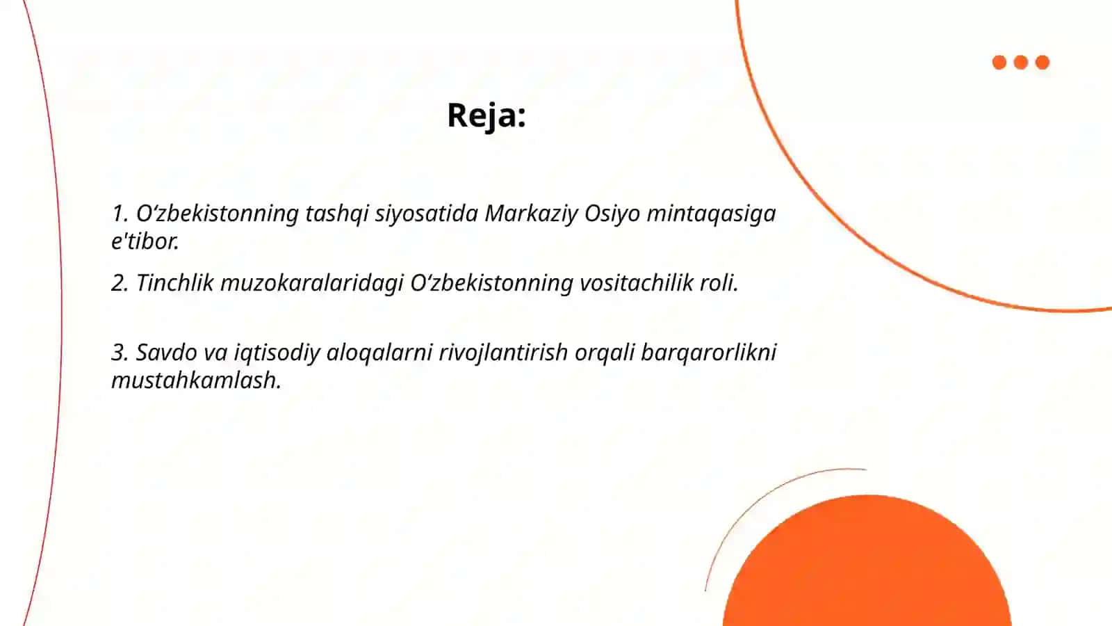 O‘zbekistonning Markaziy Osiyoda tinchlik va barqarorlikni ta’minlashdagi o‘rni 2